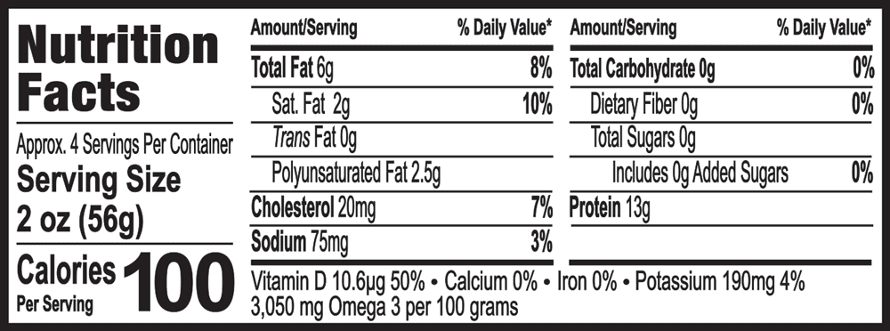 长鳍金枪鱼 Lightly Salted Nutrition Facts