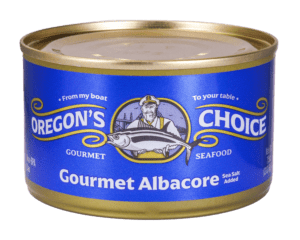 Oregon's Choice Gourmet Albacore Tuna Lightly Salted 7.5 oz can, capturing the essence of sustainably caught, high Omega-3, low mercury tuna for unmatched quality and taste.