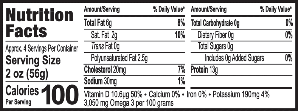 food label for tuna in water