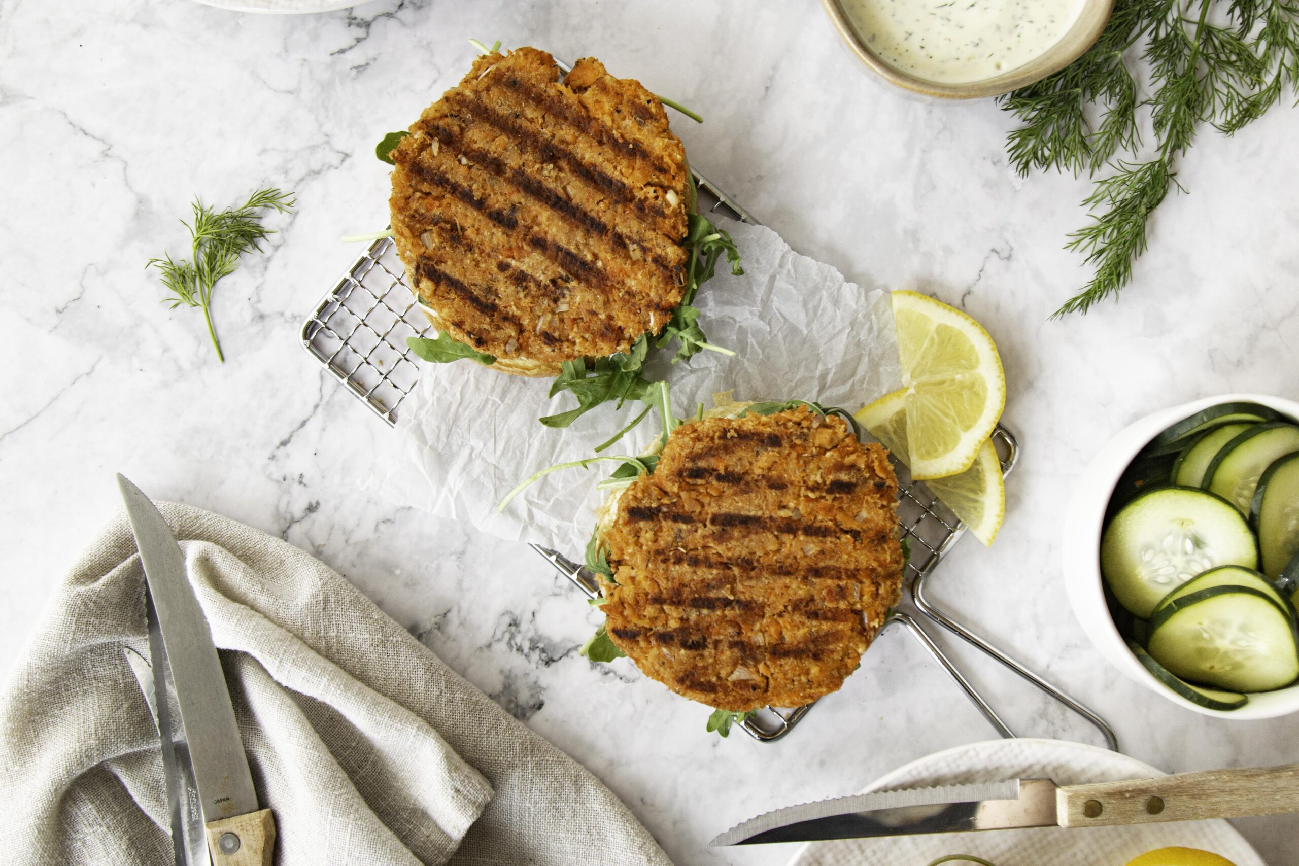 Salmon Burgers with Lemon and Dill